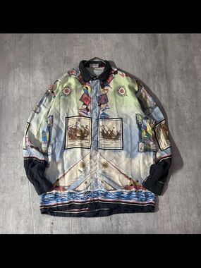 Versace Multicolor Nautical Print Silk Shirt